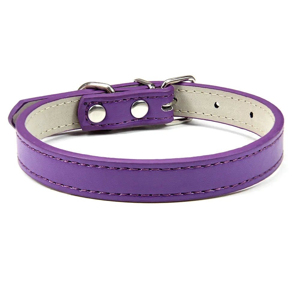 Soft Leather Solid Dog Collar Adjustable Puppy Neck Strap Safe Collars for Small Medium Big Dog Kitten Necklace Cat Accessories