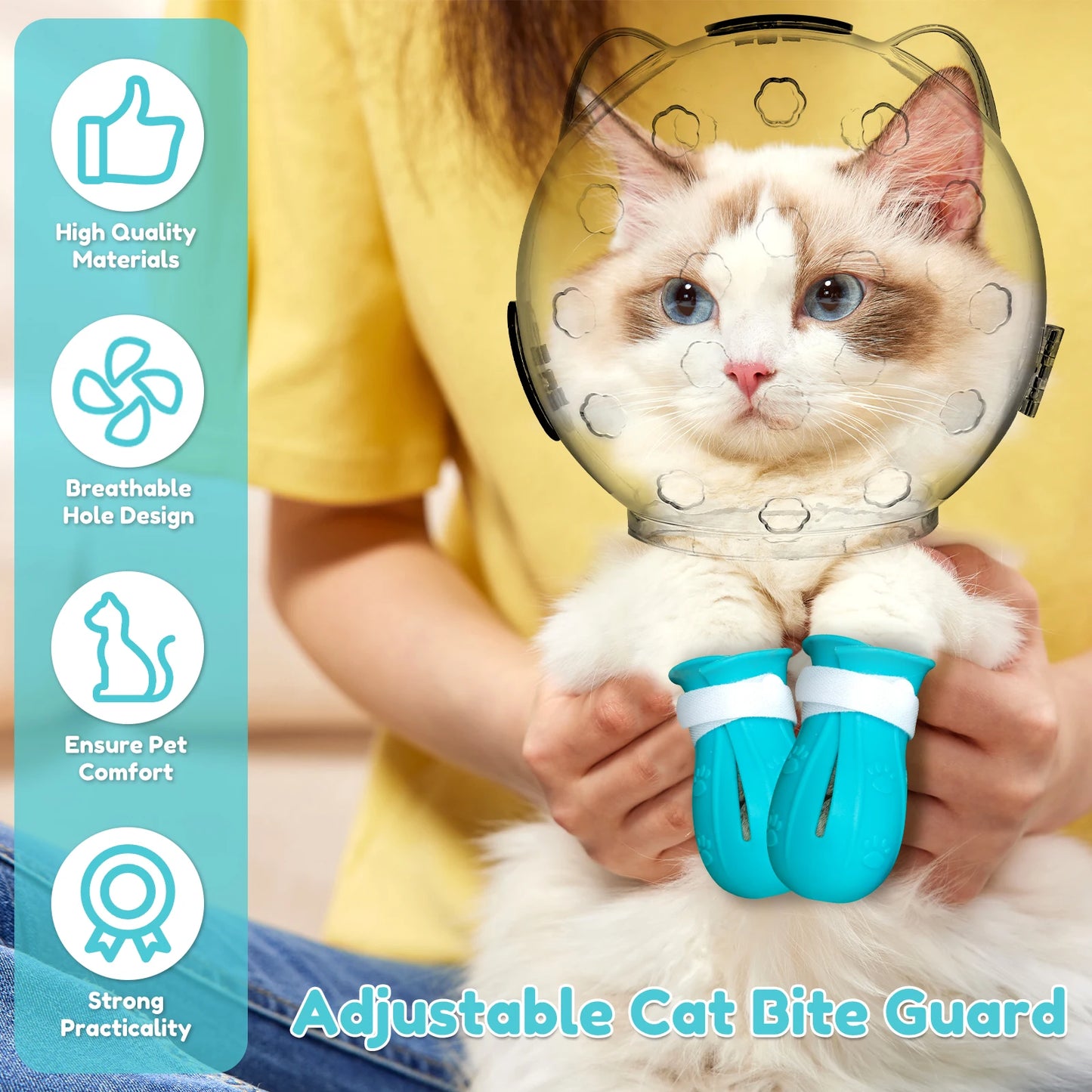 1Set Cat Muzzle Cat Transparent Muzzle Breathable Cat Hood Adjustable Kitten Astronaut Helmet Prevent from Cats Biting Chewing