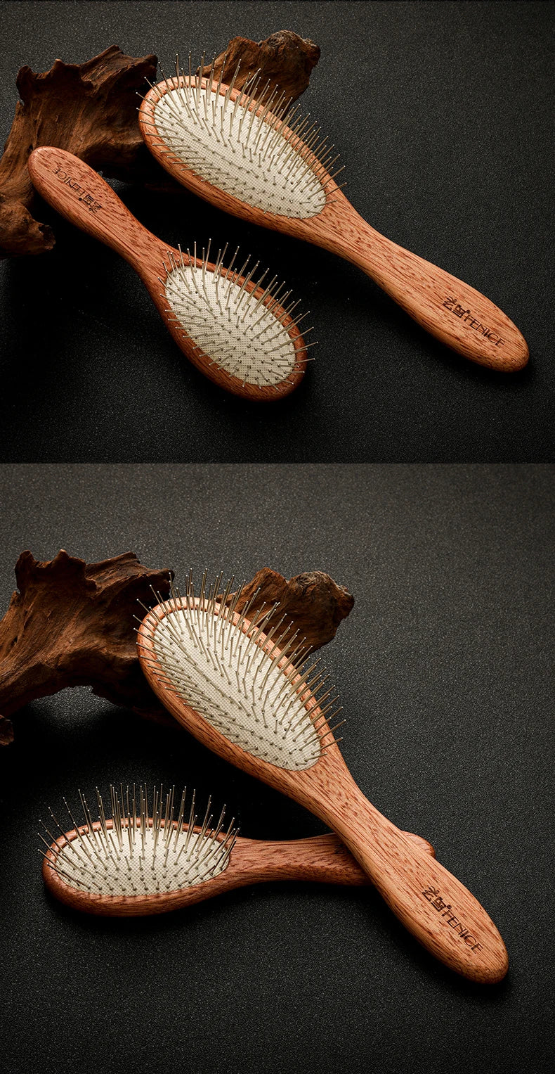 Fenice Pet Comb Solid  Wood Handle in Cat Dog Hair Remover Brush Fur Combs Grooming Tool For Pet Cleaning Supplies Accessories