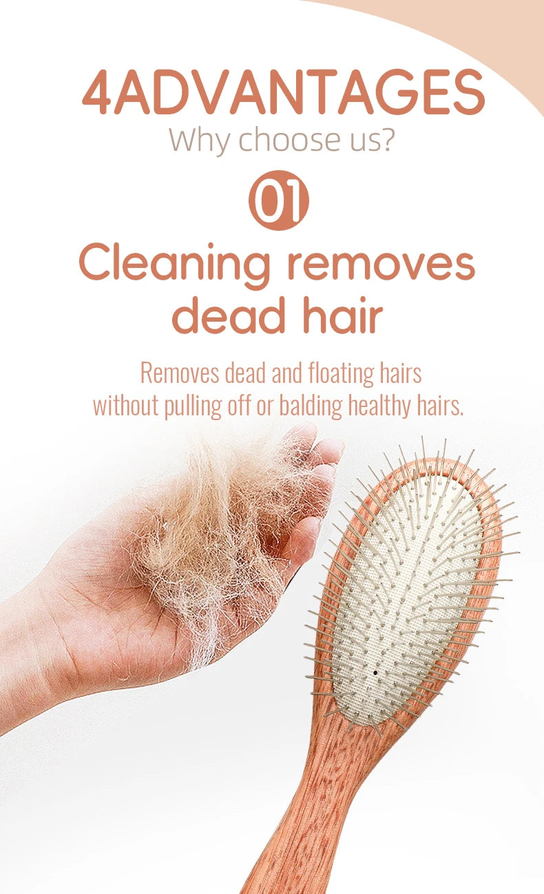 Fenice Pet Comb Solid  Wood Handle in Cat Dog Hair Remover Brush Fur Combs Grooming Tool For Pet Cleaning Supplies Accessories