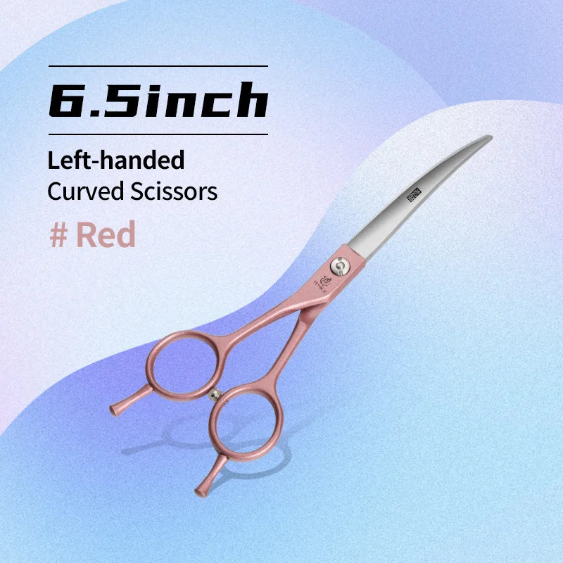 Fenice Left-handed Professional 7.0/7.5/8 inch JP440C Cutting Curved Fluffy Thinning Chunker Scissors Set Kit Pet Dog  Grooming