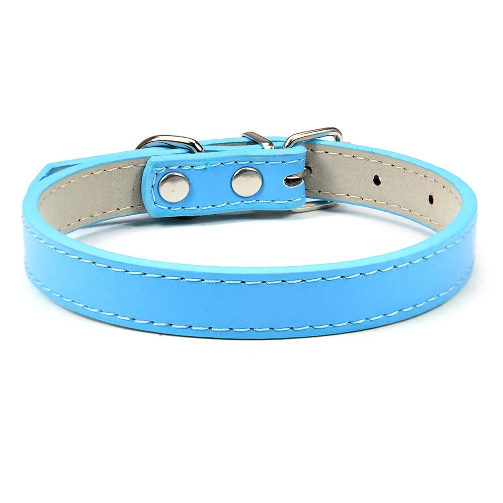 Soft Leather Solid Dog Collar Adjustable Puppy Neck Strap Safe Collars for Small Medium Big Dog Kitten Necklace Cat Accessories