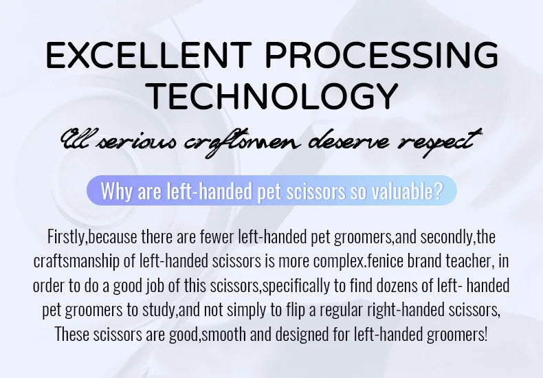 Fenice Left-handed Professional 7.0/7.5/8 inch JP440C Cutting Curved Fluffy Thinning Chunker Scissors Set Kit Pet Dog  Grooming