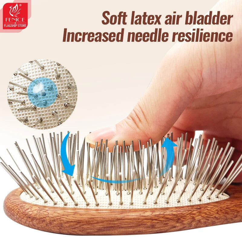 Fenice Pet Comb Solid  Wood Handle in Cat Dog Hair Remover Brush Fur Combs Grooming Tool For Pet Cleaning Supplies Accessories