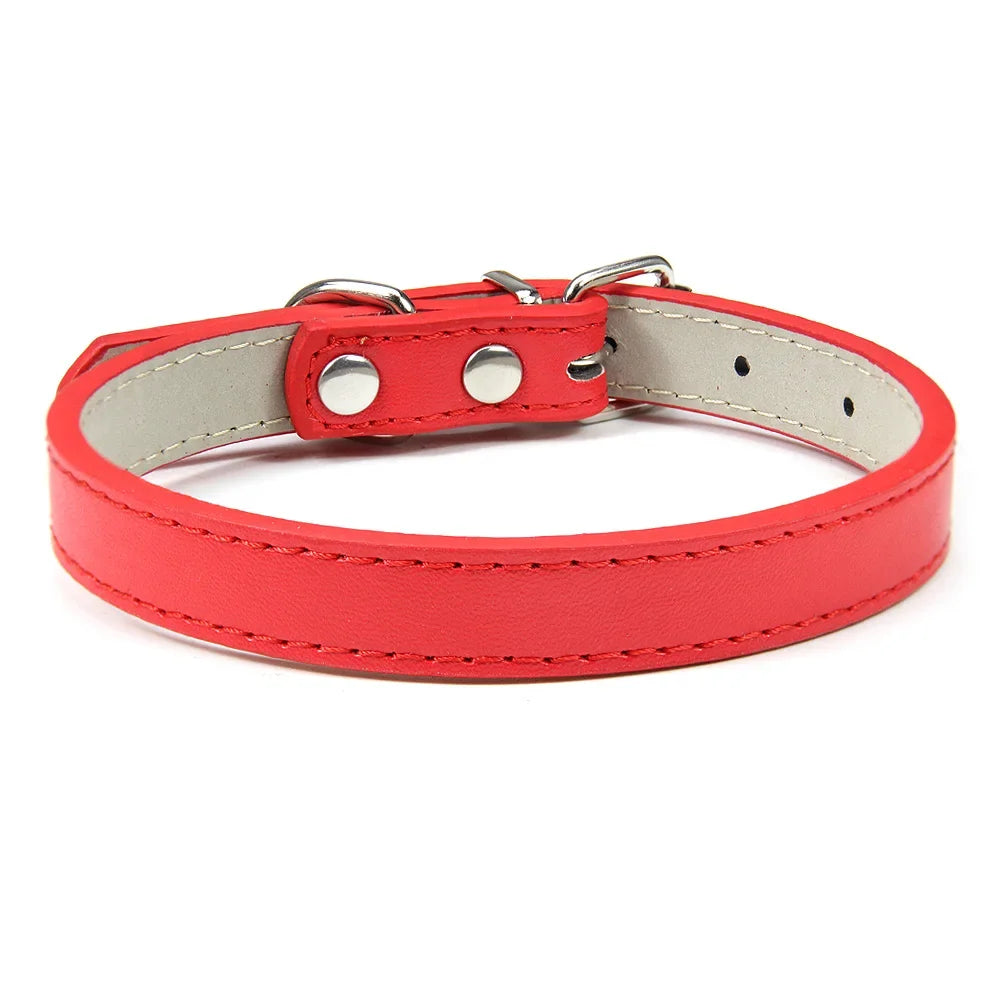 Soft Leather Solid Dog Collar Adjustable Puppy Neck Strap Safe Collars for Small Medium Big Dog Kitten Necklace Cat Accessories
