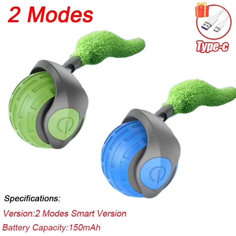 Cat Interactive Ball Rechargeable Smart Pet Electric Toy 3 Mode Automatic Rolling Ball Simulated Tail Dog Cat Training Teaser