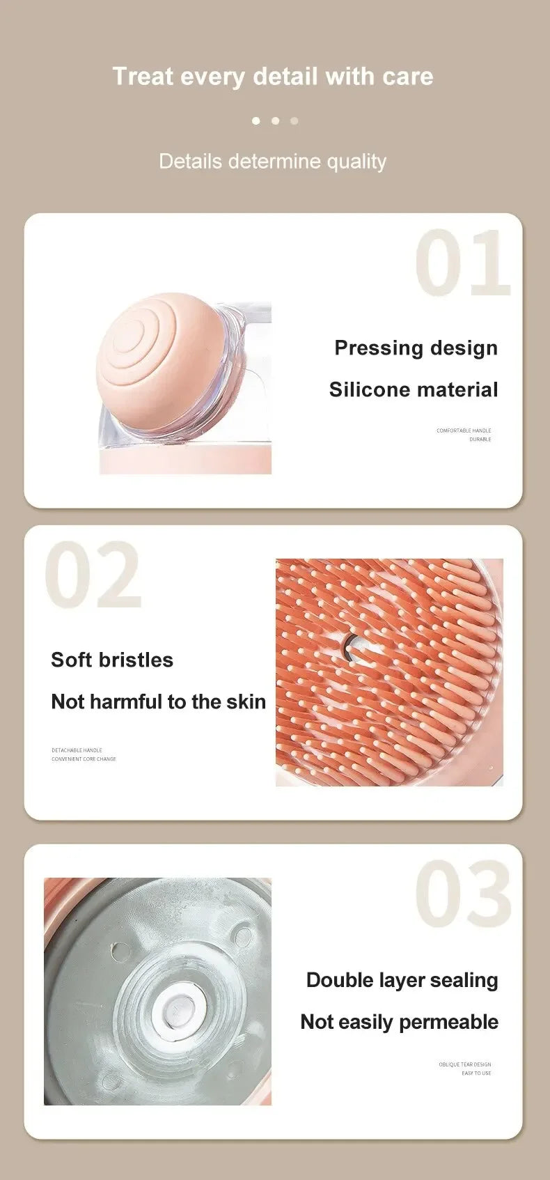 Dog Shower Brush Pet Dog Grooming Massage Bath Cleaning Brush with Shampoo Dispenser for Long Hair Dogs and Cats Shower