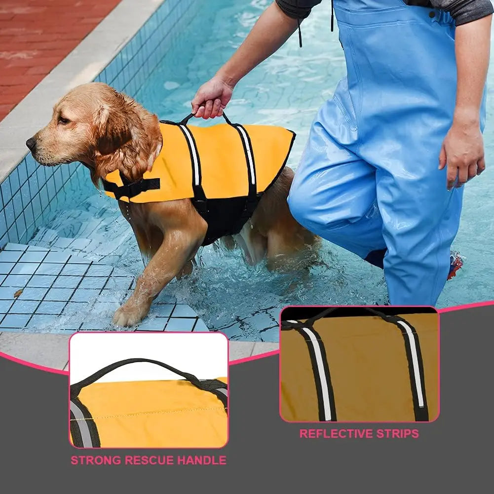 Ripstop Reflective & Adjustable Life Jacket for Dogs with Rescue Handle for Swimming