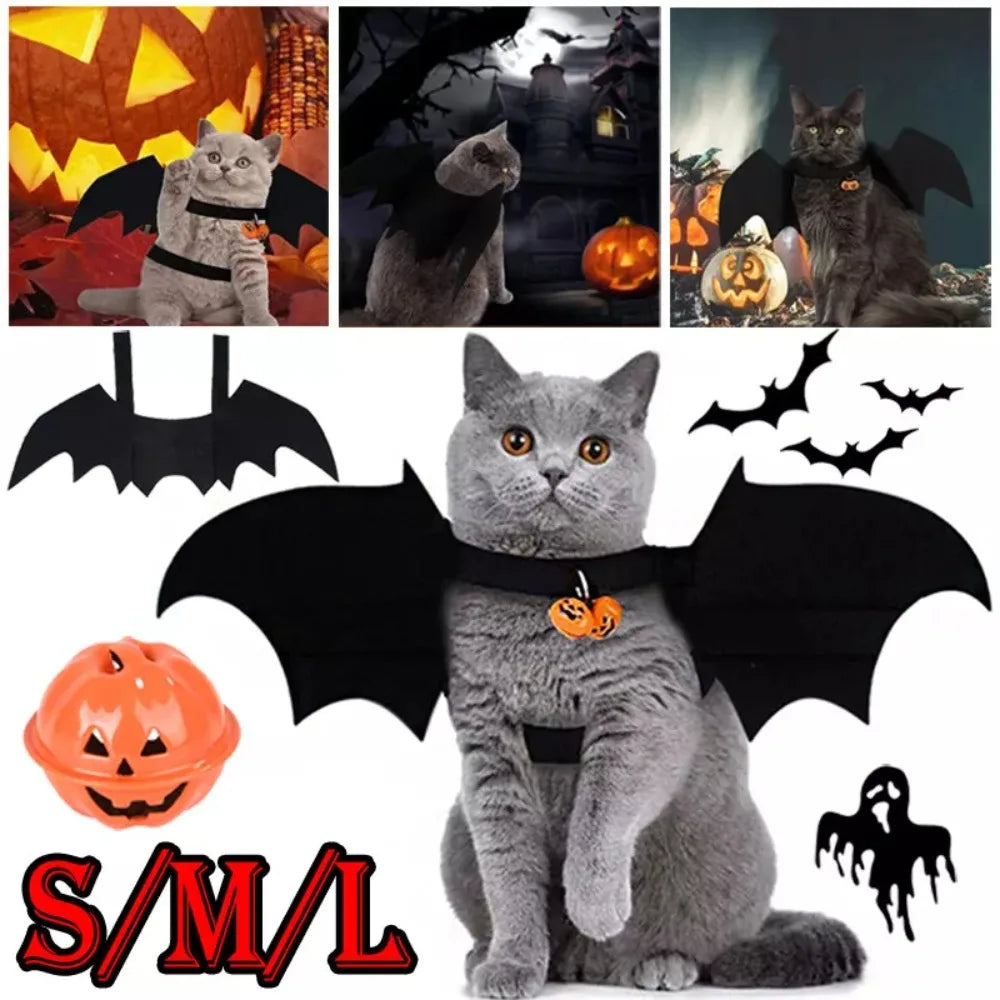 Creativity Halloween Pet Bat Wings Costume Multi Color With Bell Cat Transformation Clothes Gifts Puppy Cosplay Outfit