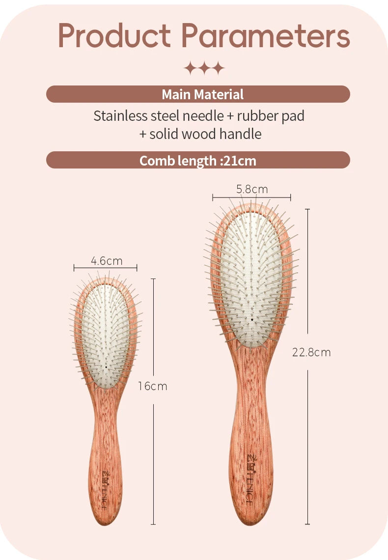 Fenice Pet Comb Solid  Wood Handle in Cat Dog Hair Remover Brush Fur Combs Grooming Tool For Pet Cleaning Supplies Accessories