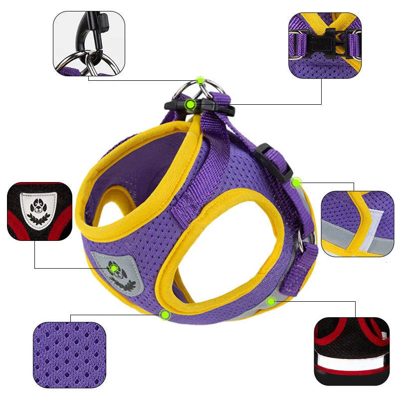 XS/S/M/L/XL Vest Harness Leash Adjustable Vest Strap Puppy Cat Chest Strap Reflective for Small Medium Dogs Cat Harnesses Vest