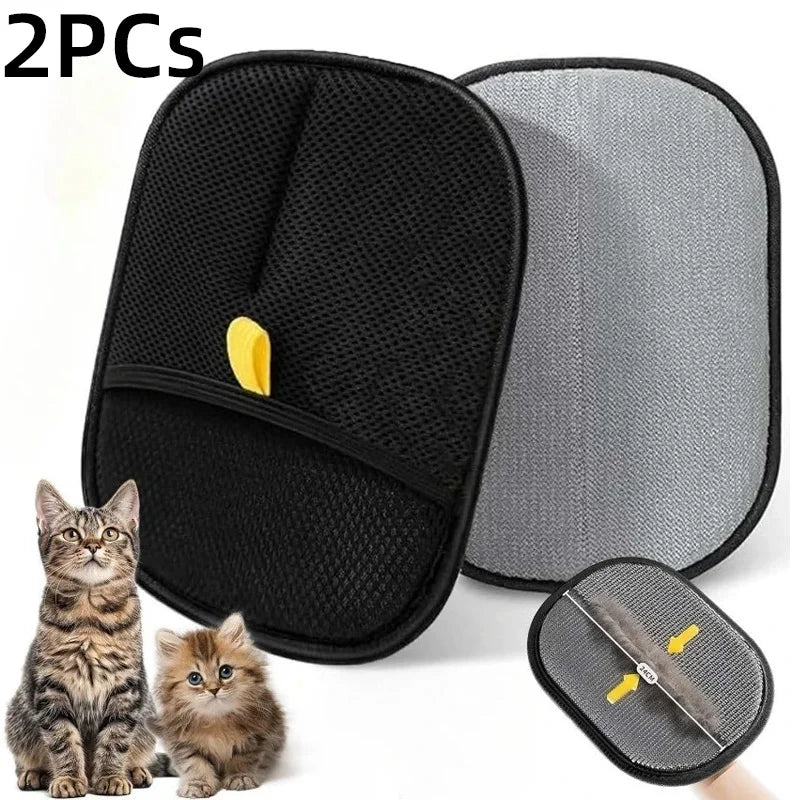 Pet Hair Removal Set Tool Reusable Static Removal Gloves Double-Sided Grooming Gloves Remove Dog Cat Hair Carpets Sofa Cleaner