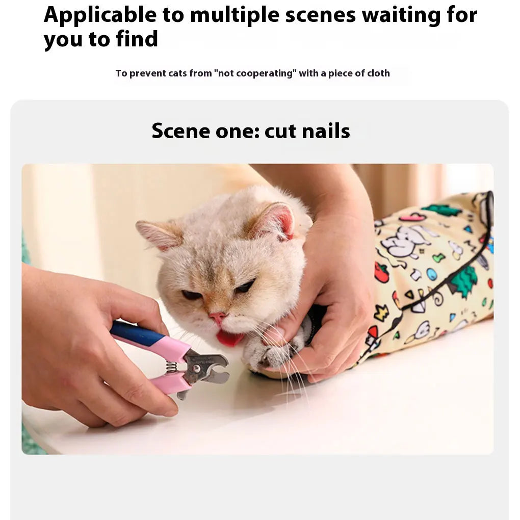 Cat Claw Covers Velcros Fabric Wrap For Safe Nail Clipping Anti-Scratch Cat Wrap For Cutting Claws Cat Grooming Wrap